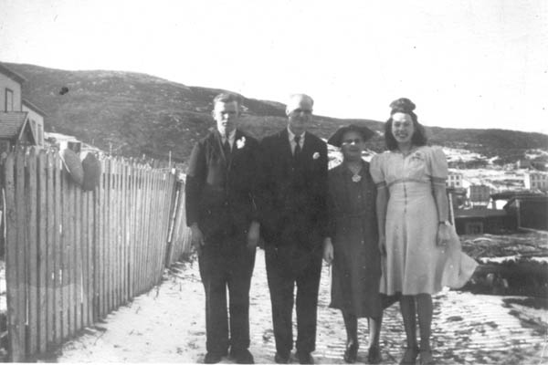 307: l-r Ben Mulrooney, Bernard Mulrooney, Bernard's 3rd wife Anne Ryan, Marg Ryan. (1945)  - Ben son of Bernard Mulrooney &amp;amp; Johanna Webber; Bernard son of Patrick Mulrooney &amp;amp; Ellen Pierson;  Anne daughter of Garrett Ryan &amp;amp; Anne Hayes; Marg daughter of Denis Ryan &amp;amp; Mary Dunphy